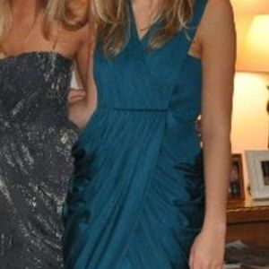 Holiday party outfit! Turquoise silk dress